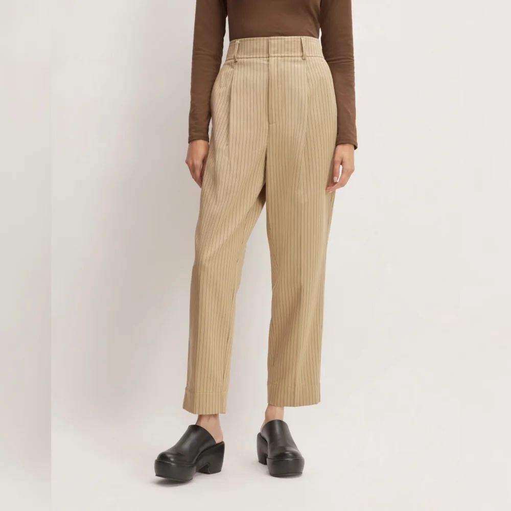 Everlane The Draper High Waisted Pinstripe Trouser Pants Size 4 - New with tags - Picture 2 of 16